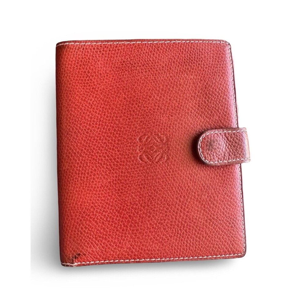 Authentic Vintage Loewe Red Leather Compact Wallet